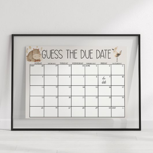 動物園サファリ子供部屋動物ベビーシャワー推定日 ポスター