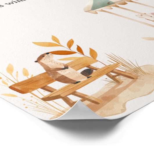 動物園サファリ子供部屋動物ベビーシャワー推測ゲーム ポスター (角)