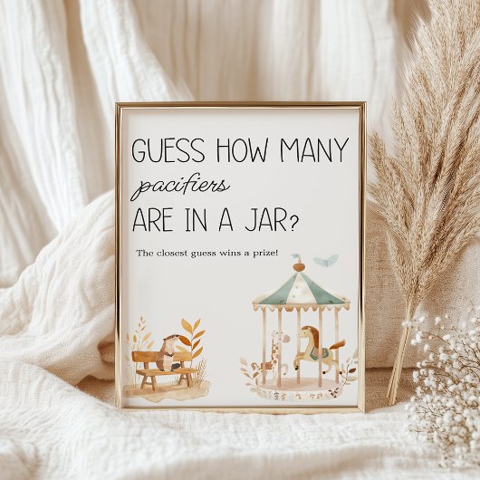 動物園サファリ子供部屋動物ベビーシャワー推測ゲーム ポスター