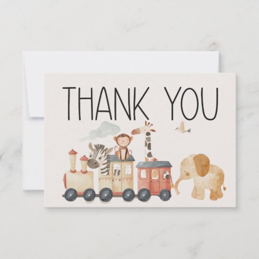 動物園サファリ子供部屋動物ベビーシャワー サンキューカード (正面)
