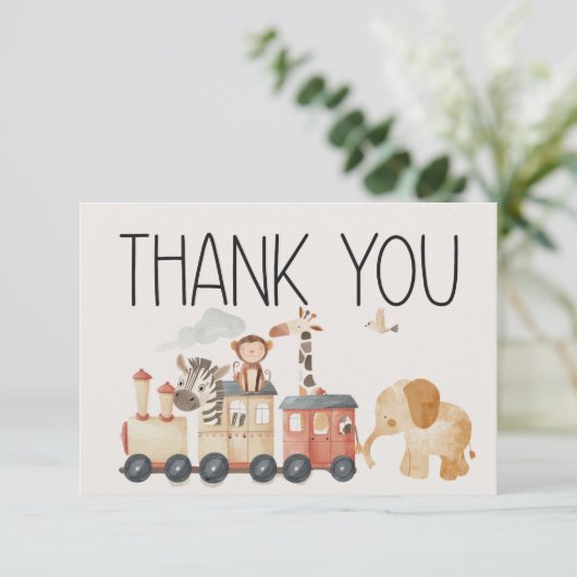動物園サファリ子供部屋動物ベビーシャワー サンキューカード (スタンド正面)