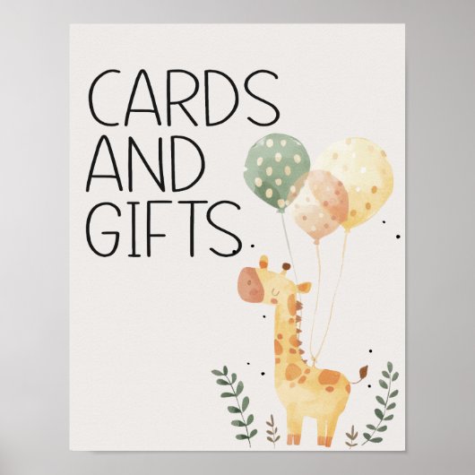 動物園サファリ子供部屋動物赤ちゃんシャワーカードギフト ポスター (正面)