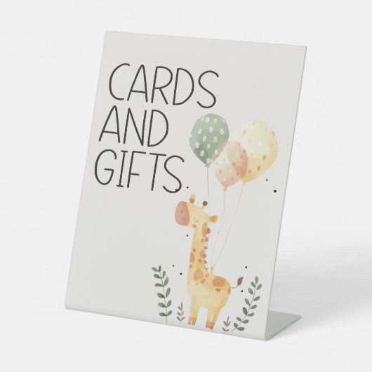 動物園サファリ子供部屋動物赤ちゃんシャワーカードギフト 台座サイン (正面)