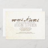 動物園サファリ ブライダルシャワー 招待状 (正面/裏面)