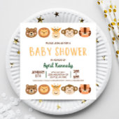 動物園ジャングルサファリ動物の赤ちゃんシャワー 招待状