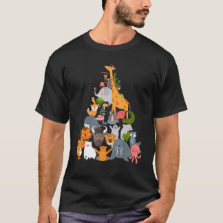 動物園ツアー動物ピラミッド Tシャツ