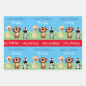 動物園パーソナライズされたをテーマにした子供 ラッピングペーパーシート (正面2)