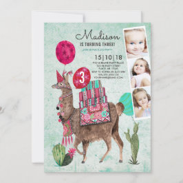 動物園パーティー誕生日 | ラマ | 招待状