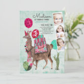 動物園パーティー誕生日 | ラマ | 招待状 (スタンド正面)