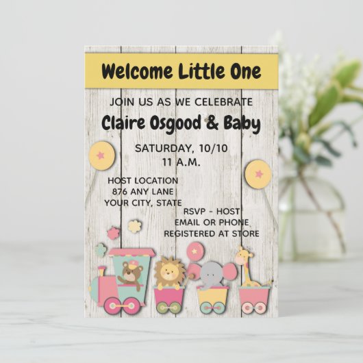 動物園ベビーシャワー招待状 招待状 (スタンド正面)