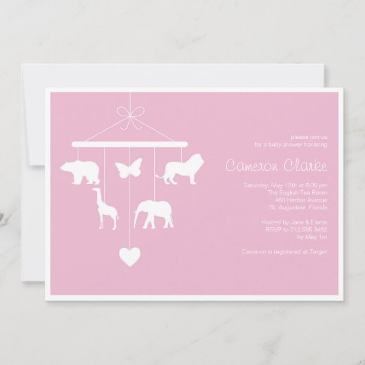 動物園モバイルベビーシャワー招待状 招待状 (正面)