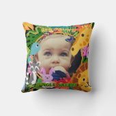 動物園ワイルドアニマルジャングルサファリ子供の誕生日 クッション (裏面)