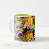 動物園ワイルドアニマルジャングルサファリ子供の誕生日 ツートーンマグカップ (正面左)