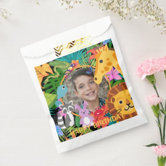 動物園ワイルドアニマルジャングルサファリ子供の誕生日 フェイバーバッグ (封をした状態)