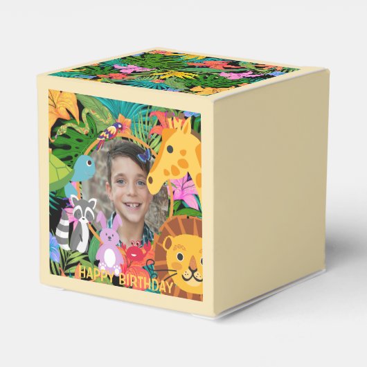 動物園ワイルドアニマルジャングルサファリ子供の誕生日 フェイバーボックス (裏面サイド)