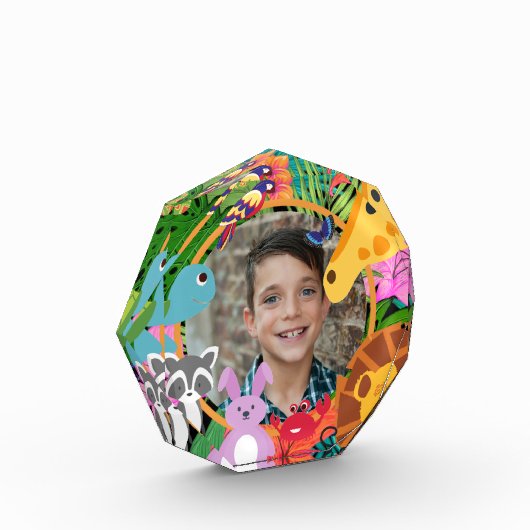 動物園ワイルドアニマルジャングルサファリ子供の誕生日 フォトブロック (左)