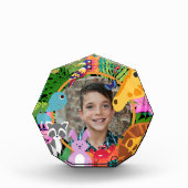 動物園ワイルドアニマルジャングルサファリ子供の誕生日 フォトブロック (正面)