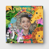 動物園ワイルドアニマルジャングルサファリ子供の誕生日 フォトプラーク (正面)