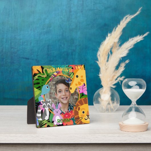 動物園ワイルドアニマルジャングルサファリ子供の誕生日 フォトプラーク (インサイチュ)