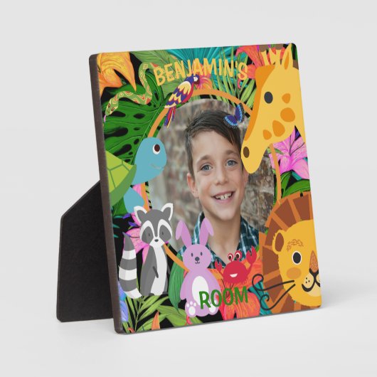 動物園ワイルドアニマルジャングルサファリ子供の誕生日 フォトプラーク (正面)