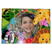 動物園ワイルドアニマルジャングルサファリ子供の誕生日 ラージペーパーバッグ (裏面)