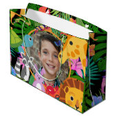 動物園ワイルドアニマルジャングルサファリ子供の誕生日 ラージペーパーバッグ (裏面アングル)