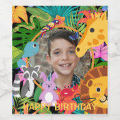 動物園ワイルドアニマルジャングルサファリ子供の誕生日 ワインラベル (シングルラベル)