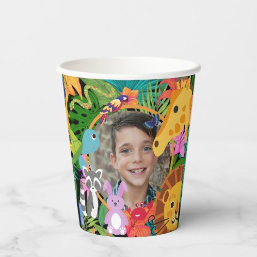 動物園ワイルドアニマルジャングルサファリ子供の誕生日 紙コップ (裏面)