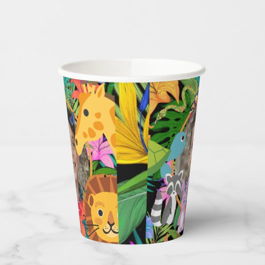 動物園ワイルドアニマルジャングルサファリ子供の誕生日 紙コップ (左)