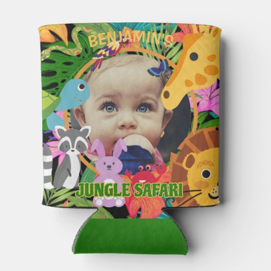 動物園ワイルドアニマルジャングルサファリ子供の誕生日 缶クーラー (裏面)