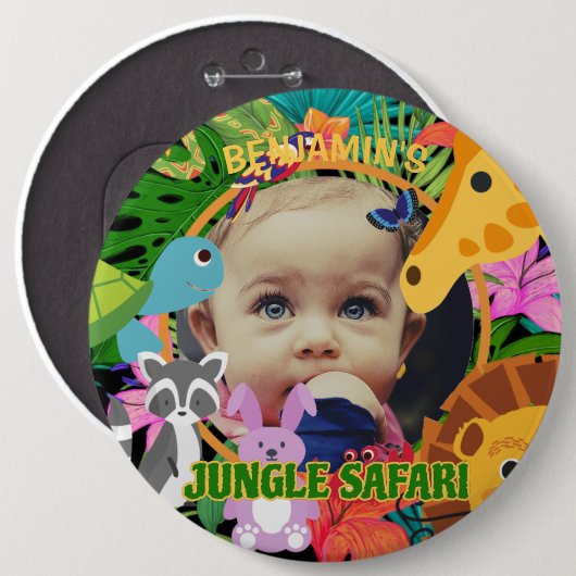 動物園ワイルドアニマルジャングルサファリ子供の誕生日 缶バッジ (正面&裏面)