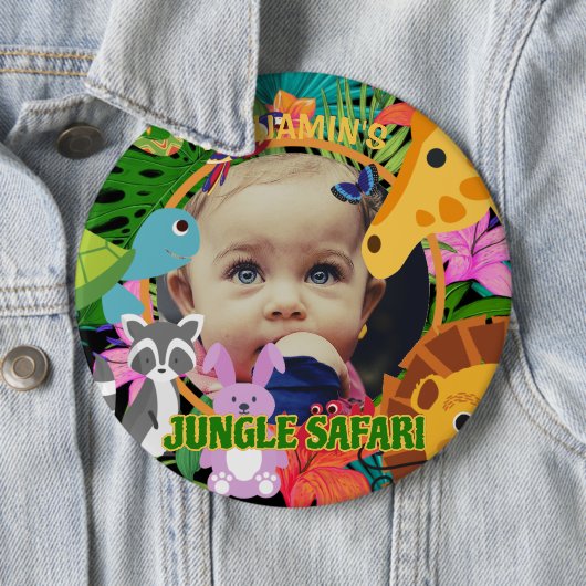 動物園ワイルドアニマルジャングルサファリ子供の誕生日 缶バッジ (インサイチュ)