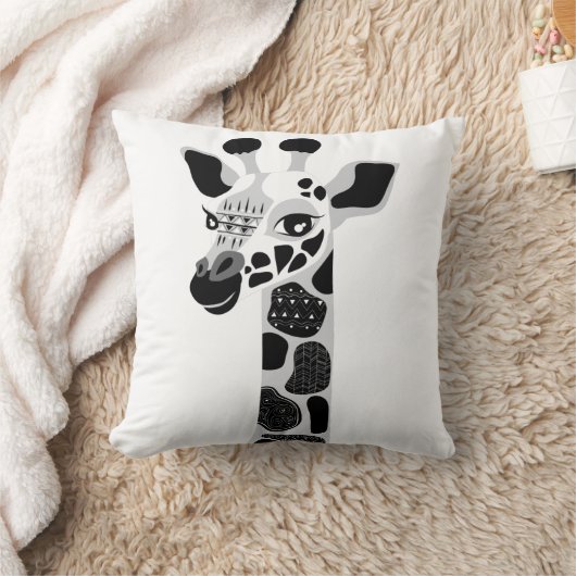 動物園動物の白黒キリンの装飾用クッション クッション (ブランケット)