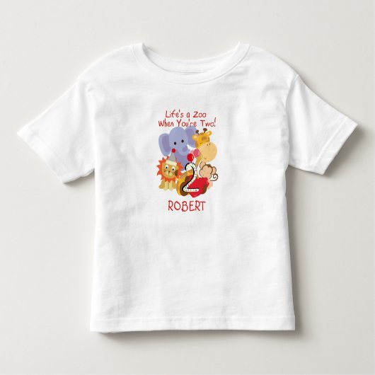 動物園動物の第2誕生日の子供はTシャツをカスタマイズ トドラーTシャツ (正面)