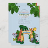 動物園歓迎誕生日パーティー 招待状 (正面/裏面)