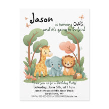 動物園誕生日招待状はがき