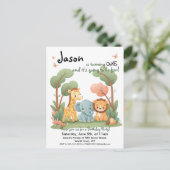 動物園誕生日招待状はがき インビテーションポストカード (スタンド正面)