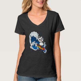 動物園飼育員 サーフィン 動物 パンダ クマ サーフ Tシャツ