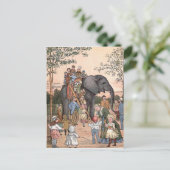 「動物園」のヴィンテージイラストレーション ポストカード (スタンド正面)