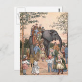 「動物園」のヴィンテージイラストレーション ポストカード (正面/裏面)