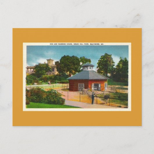 動物園、マンションハウス、メリーランド州ボルチモア ポストカード (正面)