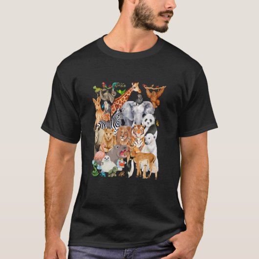 動物園 動物 野生動物 誕生日パーティー 動物園の日 36 動物イラスト Tシャツ (正面)