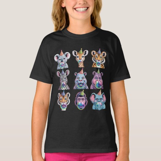 動物園 動物 野生動物 誕生日パーティー 動物園の日 Tシャツ (正面)