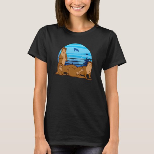 動物園+野生動物+飼育員+ラッコ+海洋 Tシャツ (正面)