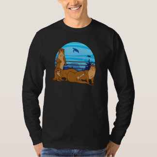 動物園+野生動物+飼育員+ラッコ+海洋 Tシャツ
