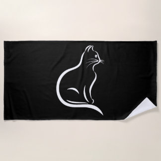 動物好きのための美しい猫のイラスト ビーチタオル