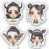 動物好きの女の子 シール (正面)