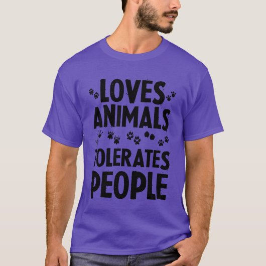 動物好き+人許容 少年 レトロ Tシャツ (正面)