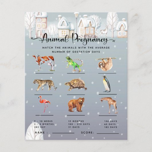動物妊娠冬の赤ちゃんシャワーゲーム (正面)