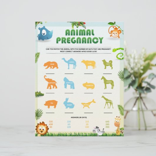 動物妊娠赤ちゃんシャワーゲーム[動物テーマ] レターヘッド (スタンド正面)